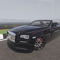 Black Open Top Luxury Car With Red Accented Wheels And Chrome Grille On Scenic Road