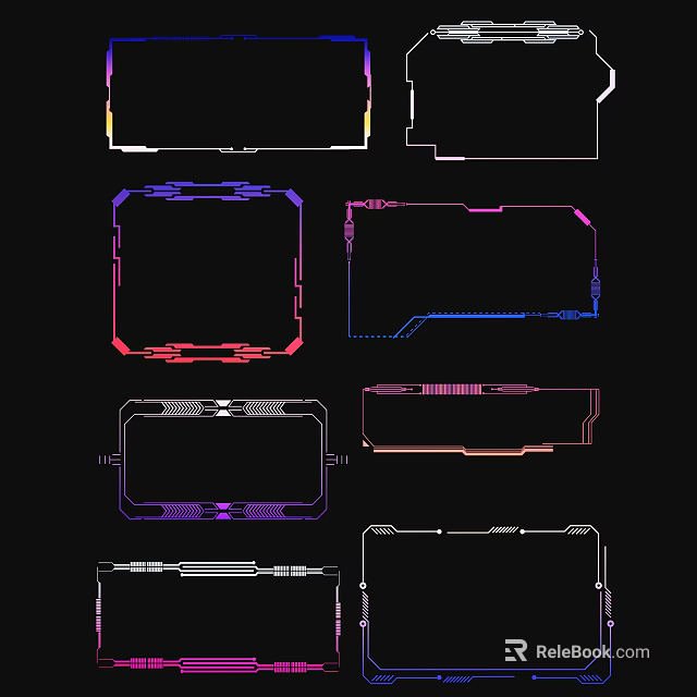 Colorful Line Frames Design With Various Styles And Multiple Colors Decorative Patterns 3d model 