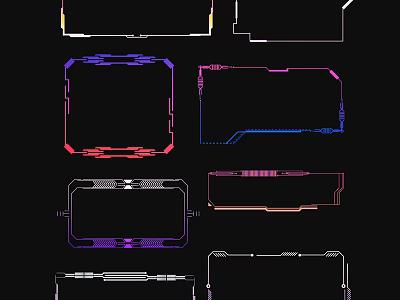Colorful Line Frames Design With Various Styles And Multiple Colors Decorative Patterns 3d model