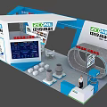 Exhibition Booth For ZONE Brand With Modern Display Screen Reception Area Staff And Product
