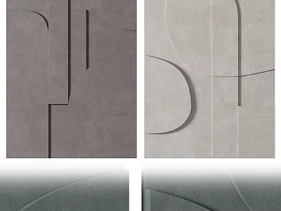 Modern Gray Beige Frame With Geometric Lines And Textured Surface Design 3d model