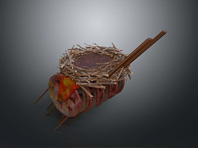 Decorative Equipment With Branch Like Decoration Circular Platform And Long Sticks 3d model