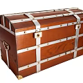 Vintage Wooden Storage Chest With Metal Straps Lock And Decorative Brass Corner Fittings