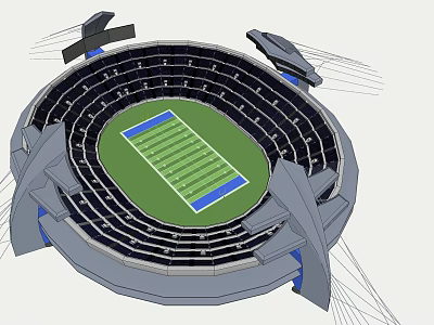Modern Stadium Architecture With Circular Design Football Field And Seating Stands 3d model