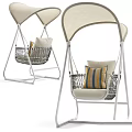 Modern Outdoor Swing Chair With Canopy Wicker Basket And Soft Cushions