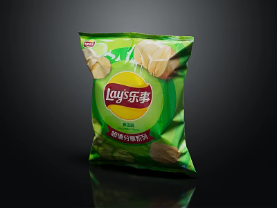 Lay's Green Pack Potato Chips With Crispy Texture And Delicious Flavor 3d model
