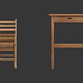 Functional Wooden Table With Drawer And Folding Chair In Simple Home Design