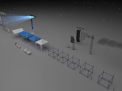 Commercial Equipment For Trade Shows With Exhibition Booths Metal Frames And Lighting 3d model