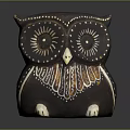 Handcrafted Brown Ceramic Owl Figurine With Intricate Eye Details And Decorative Feather Patterns