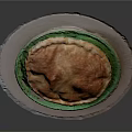 Delicious Baked Pie With Golden Crust Served On Green Plate And White Base