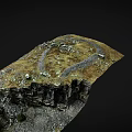 Natural Garden Landscape With Winding Stone Path Rocky Terrain And Green Grass