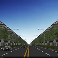 Residential Area Road Facilities With Street Lamps Green Trees Sidewalks And Parked Vehicles