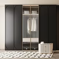Modern Black And White Wardrobes With Glass Doors Storage Shelves Drawers And Hanging Space
