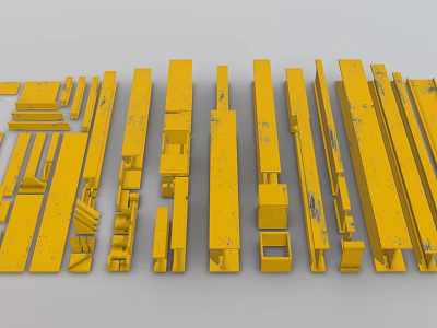 Yellow Building Components with Various Shapes and Sizes for Construction Projects 3d model