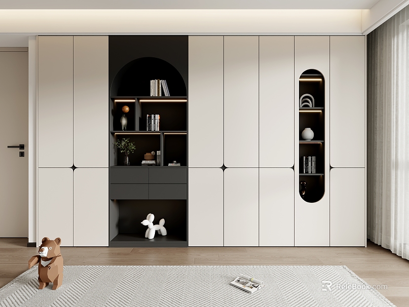 Modern Bookcase Entrance Cabinet Decorative Cabinet Storage Cabinet Study Bookcase Living Room Bookcase texture