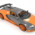 Bugatti Veyron Sports Car With Orange Gray Accents