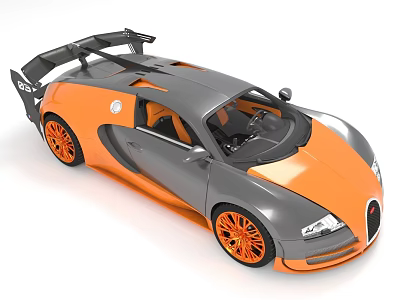 Bugatti Veyron Sports Car With Orange Gray Accents 3d model