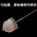 Rusty battle damage retro style shovel engineering shovel with material FBX OBJ STL format military survival game assets low face number high details can be modified 3d model