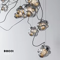 BOCCI Modern Chandelier with Multiple Spherical Bulbs and Curved Wires Design