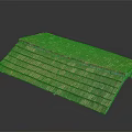 Sloped Red Tile Roof Model With Varied Red Tones And Mossy Accents