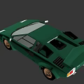 Green Lamborghini Sports Car Classic Design Scissor Doors Streamlined Body Gold Wheels