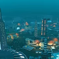 Futuristic City Aerial Planning With Tall Illuminated Buildings Curved Roadways and Green Spaces