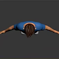 3D Character Model Wearing Blue T Shirt Gray Pants White Shoes And Green Necklace