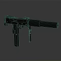 Tactical Submachine Gun With Silencer And Military Metal Construction Design