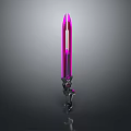 Glowing Futuristic Sword With Pink Illuminated Blade And Metallic Handle Design