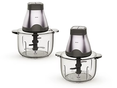 Two Modern Kitchen Appliances Food Processors With Transparent Containers And Metallic Tops 3d model