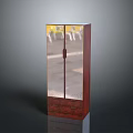 Solid Wooden Cabinet With Glass Doors And Decorative Handle For Home Interior Storage