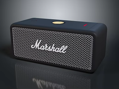 Marshall Black Bluetooth Speaker With Classic Mesh Grille And Control Knob 3d model