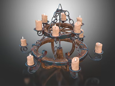 Vintage Metal Chandelier With Multi Tier Design And Candle Shaped Lights 3d model