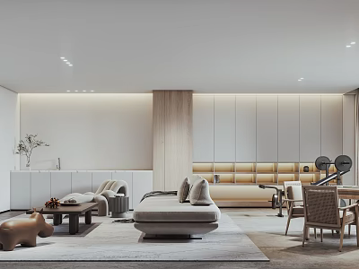 Modern Entertainment Room Interior With Cozy Sofa Coffee Table TV Unit And Ambient Lighting 3d model