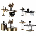 Elegant Modern Coffee Tables With Metal Frames Marble Tops And Decorative Trays