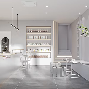 Modern Cafe Milk Tea Shop 3d model