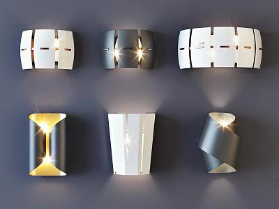 Modern Wall Lamps with Various Contemporary Designs White Gray Silver Finishes Stylish Illuminated 3d model