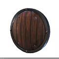 Antique Handcrafted Wooden Round Shield With Metal Rim Rivets And Medieval Defense Weapon