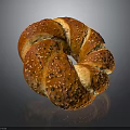 Fresh Baked Golden Brown Round Bread With Sesame Seeds And Crusty Texture