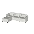 Light Fabric Modern Irregular Sofa With Cushions And Marble Floor 3d model