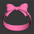 Adorable Cat Wearing Pink Bow Hairband On Black Background Surface
