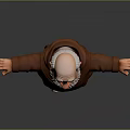 Cartoon Elderly Man in Brown Robe With White Beard Arms Outstretched Against Dark Background