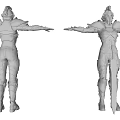 Game Movie Warrior Characters in Silver Armor with Sword and Open Arms