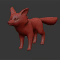 Cute 3D Cartoon Fox Figure With Orange Fur White Tail And Blue Chest