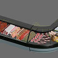 Supermarket Refrigerated Display Shelves With Glass Door And Various Food Products