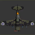 Vintage Military Airplane Model With Camouflage Paint Red Propeller And Blue Cross Markings