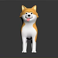 Cute Orange And White Shiba Inu Plush Toy With Sticking Out Tongue On Dark Background