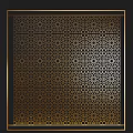 Elegant Modern Room Divider With Gold Frame And Intricate Cutout Patterns 3d model
