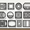 New Chinese-style openwork grilles window grilles window grilles doors and windows 3d model