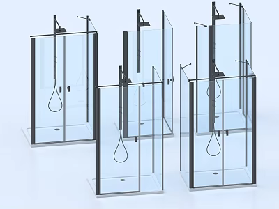 Bathroom Accessories Modern Glass Shower Enclosures with Black Frame and Handheld Shower 3d model